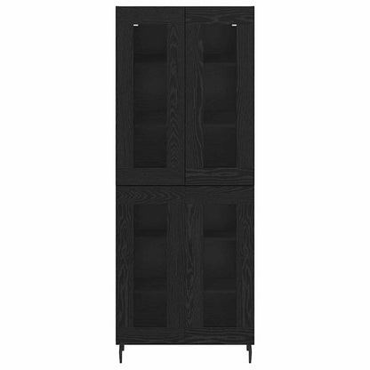 Highboard 2 pcs Schwarz Eichen-Optik Engineered Wood und Glas