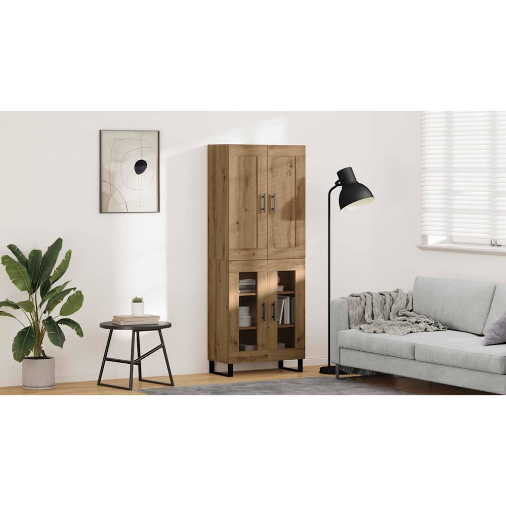 vidaXL Highboard Artisan-Eiche 69,5 x 34 x 180 cm Holzwerkstoff