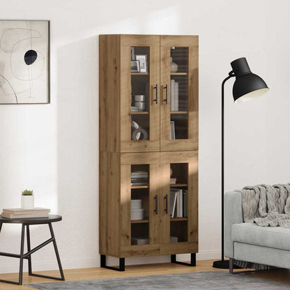 vidaXL Highboard 2 pcs Artisan-Eiche Engineered Wood und Glas