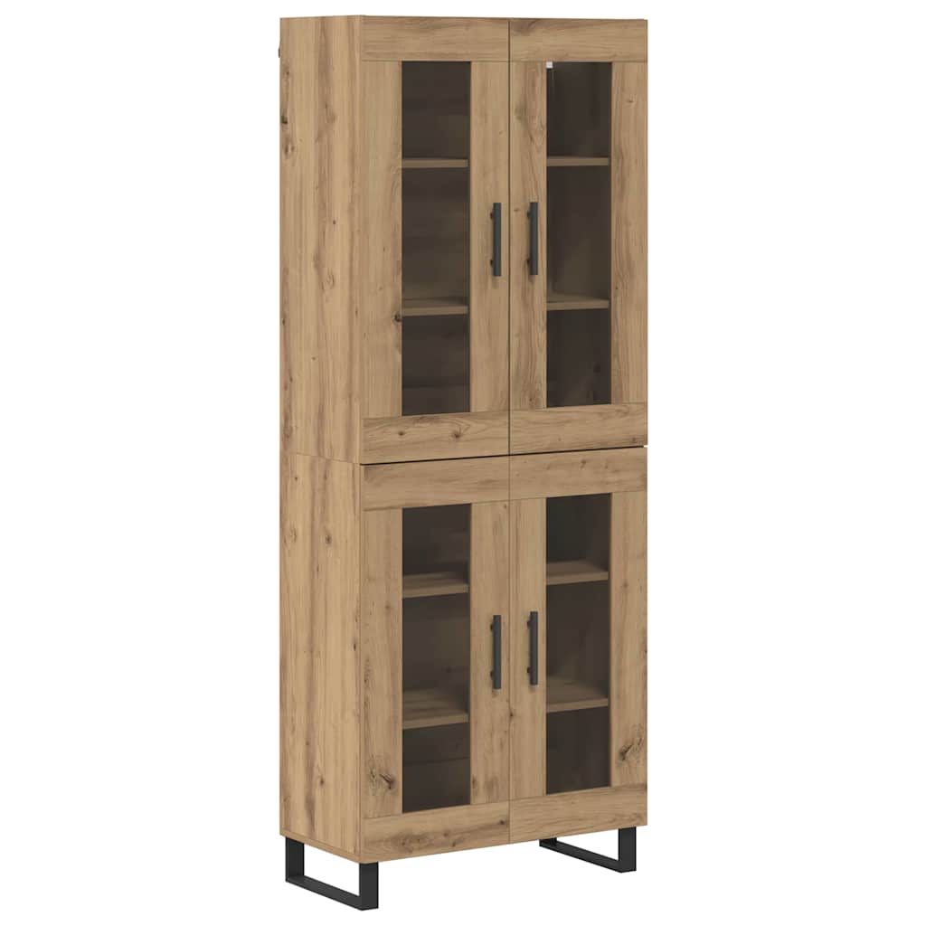 vidaXL Highboard 2 pcs Artisan-Eiche Engineered Wood und Glas