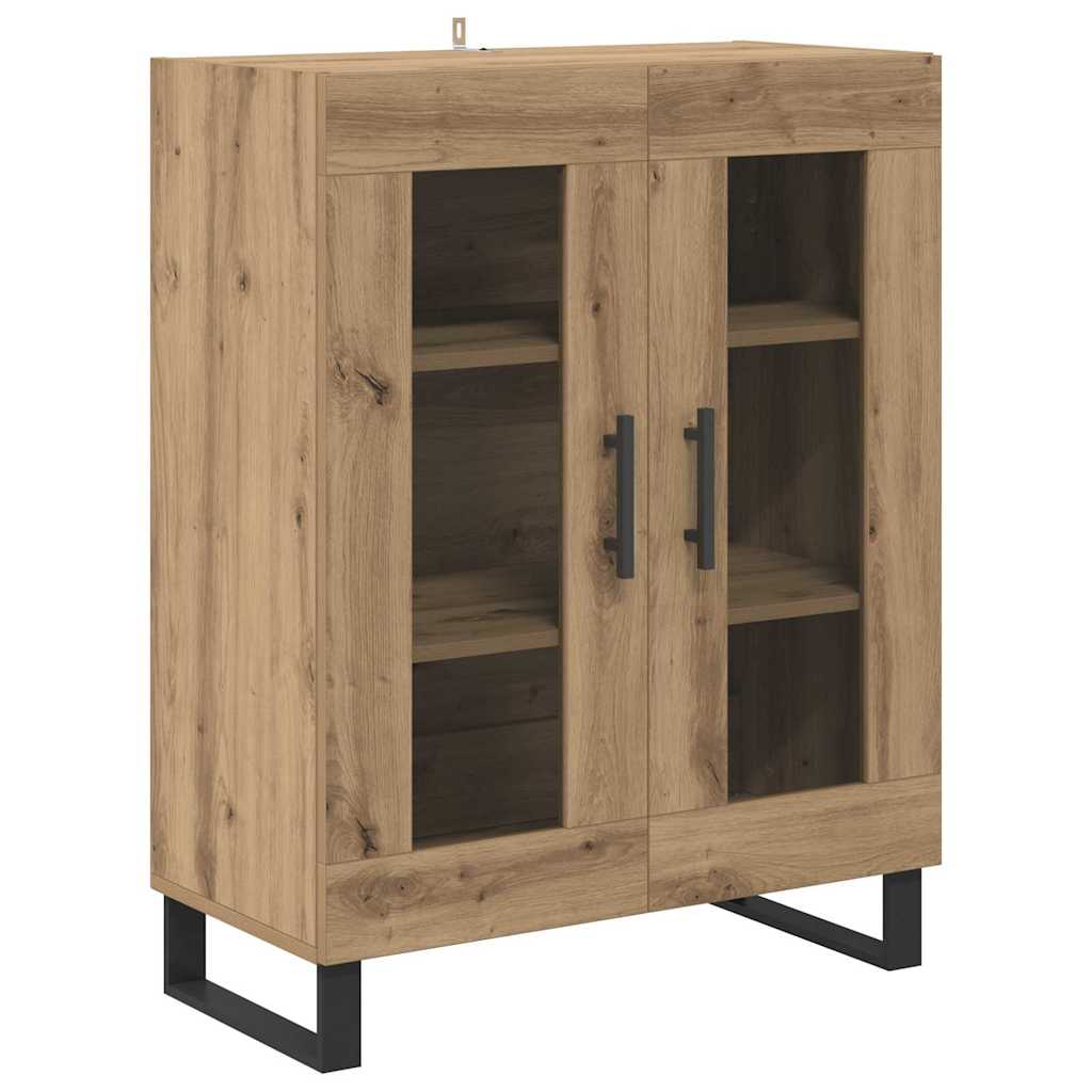 vidaXL Highboard 2 pcs Artisan-Eiche Engineered Wood und Glas