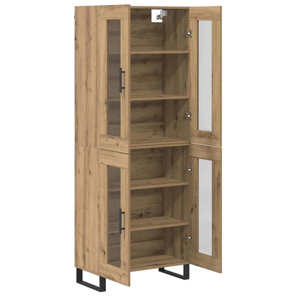 vidaXL Highboard 2 pcs Artisan-Eiche Engineered Wood und Glas
