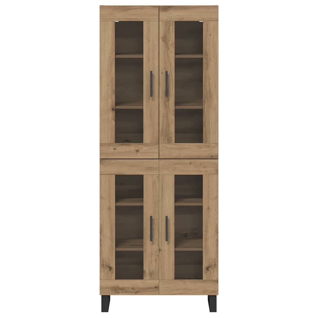 vidaXL Highboard 2 pcs Artisan-Eiche Engineered Wood und Glas