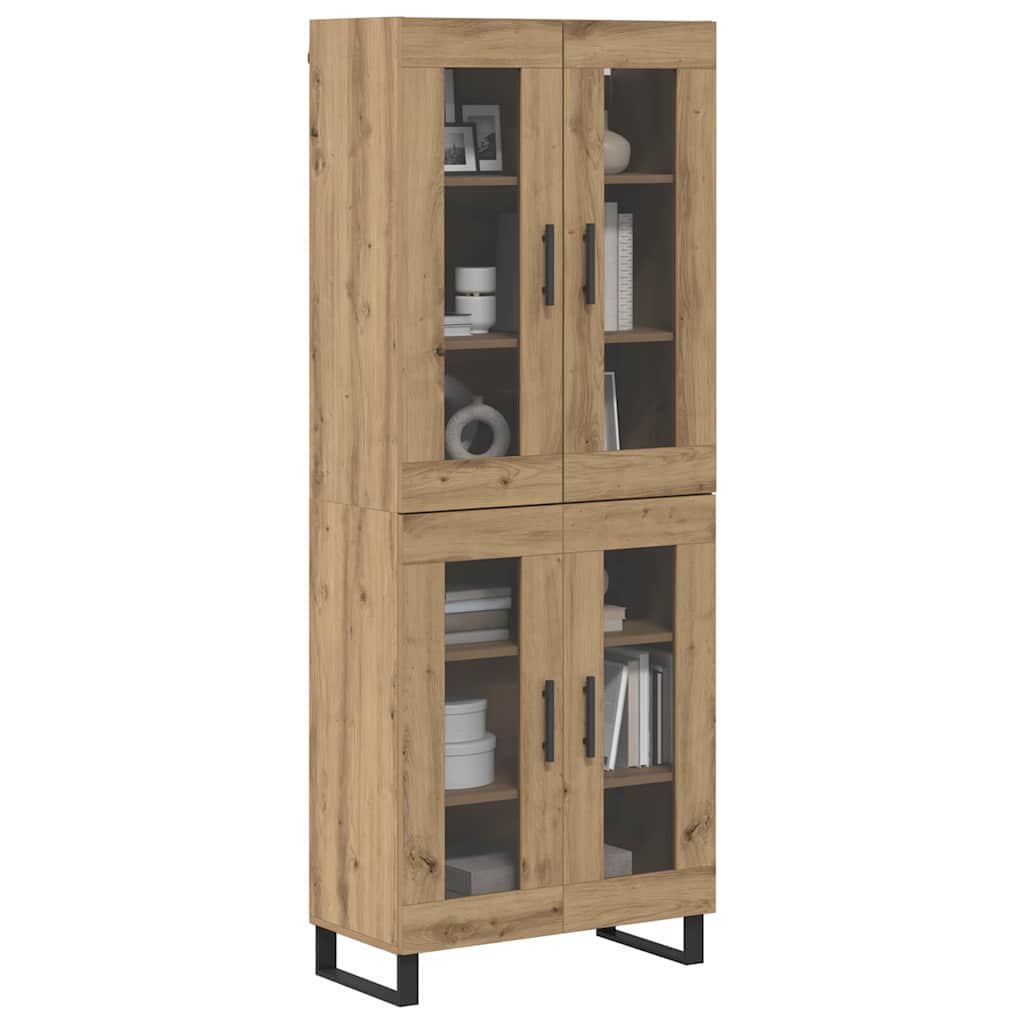 vidaXL Highboard 2 pcs Artisan-Eiche Engineered Wood und Glas