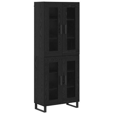 vidaXL Highboard 2 pcs Schwarz Eichen-Optik Engineered Wood und Glas