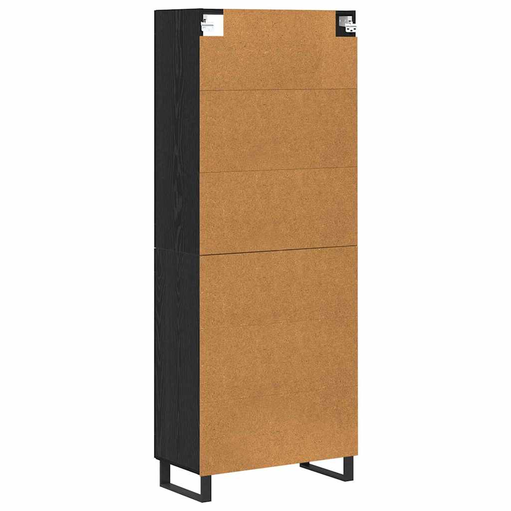 vidaXL Highboard 2 pcs Schwarz Eichen-Optik Engineered Wood und Glas