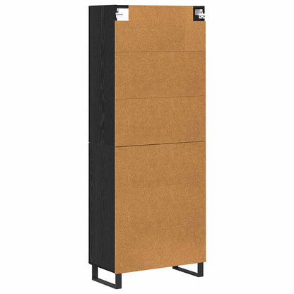 vidaXL Highboard 2 pcs Schwarz Eichen-Optik Engineered Wood und Glas