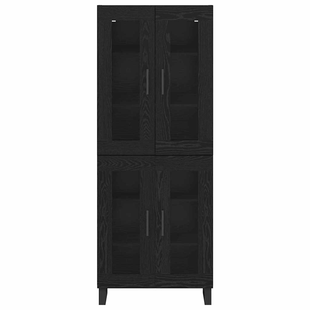 vidaXL Highboard 2 pcs Schwarz Eichen-Optik Engineered Wood und Glas