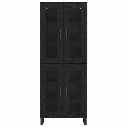 vidaXL Highboard 2 pcs Schwarz Eichen-Optik Engineered Wood und Glas