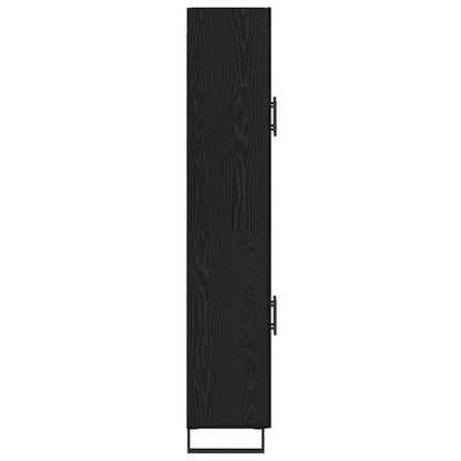 vidaXL Highboard 2 pcs Schwarz Eichen-Optik Engineered Wood und Glas