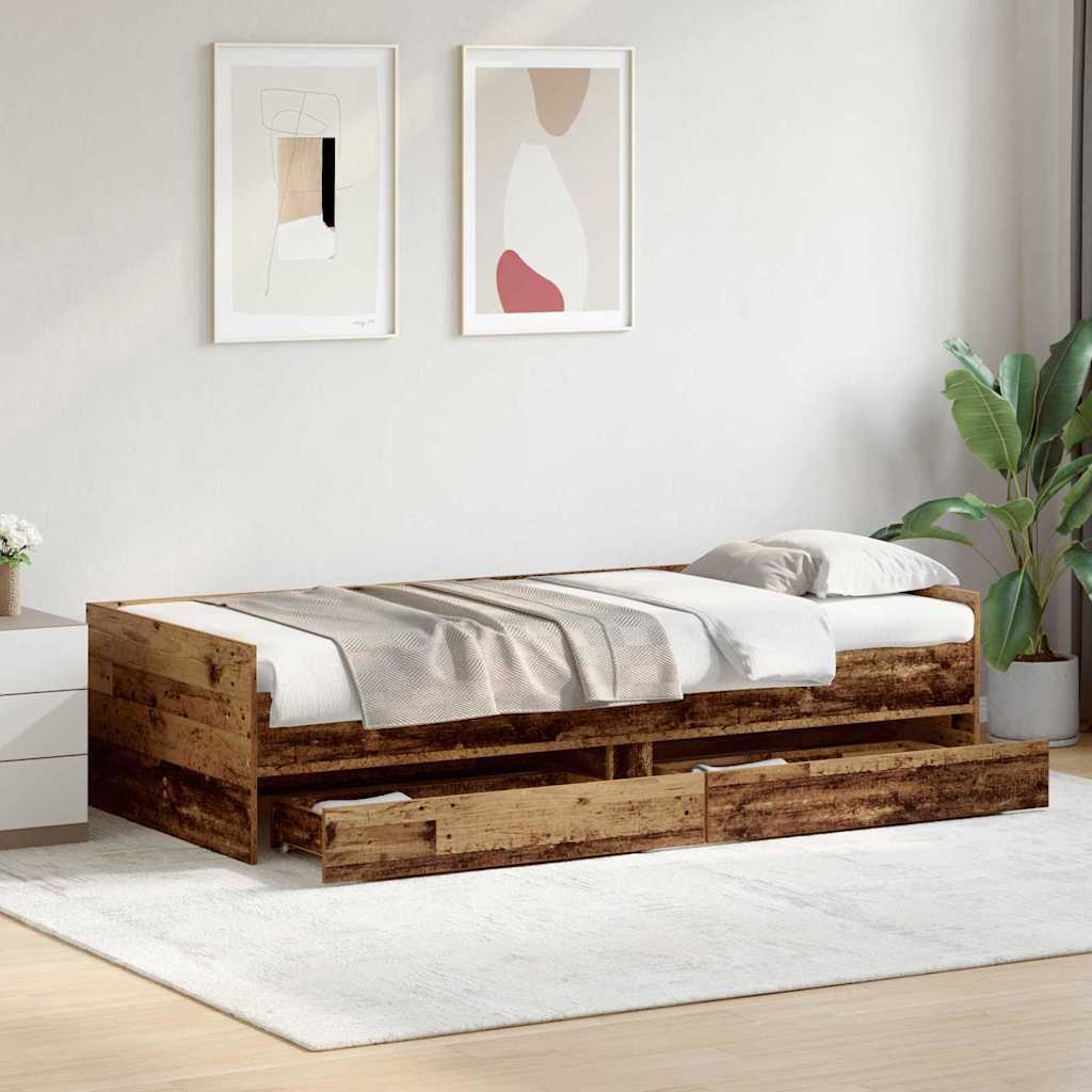 vidaXL Bettrahmen Altholz 100 x 200 cm Massives Kiefernholz