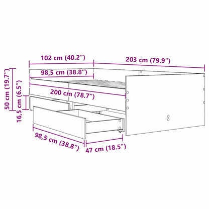 Bettrahmen Artisan-Eiche 100 x 200 cm Massives Kiefernholz
