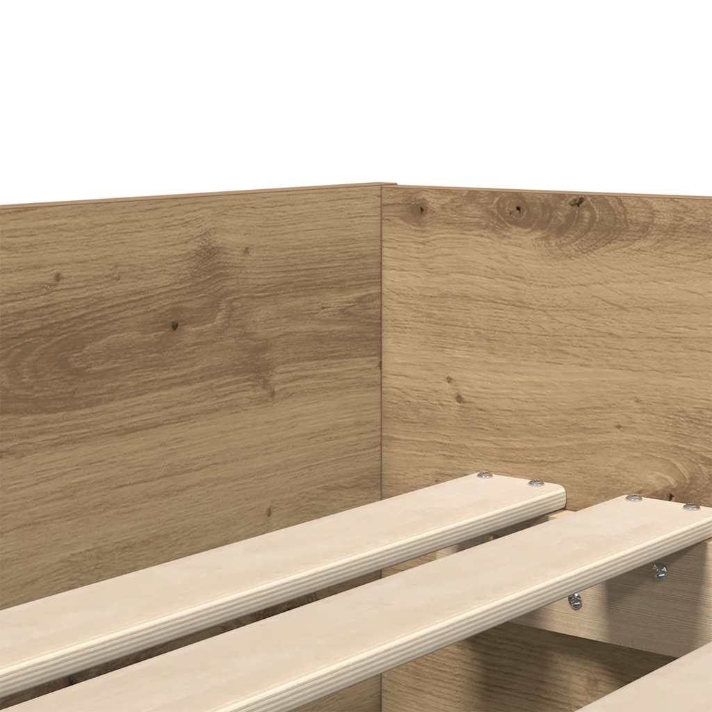 vidaXL Bettrahmen Artisan-Eiche 90 x 200 cm Massives Kiefernholz