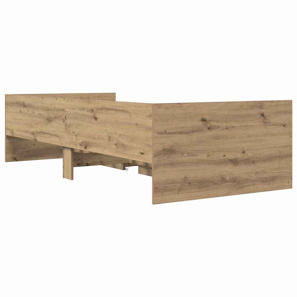 vidaXL Bettrahmen Artisan-Eiche 90 x 200 cm Massives Kiefernholz