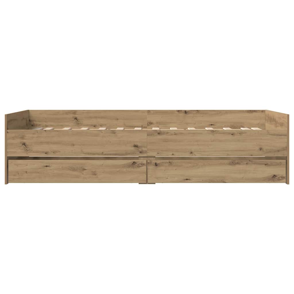 vidaXL Bettrahmen Artisan-Eiche 90 x 200 cm Massives Kiefernholz