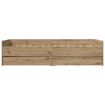vidaXL Bettrahmen Artisan-Eiche 90 x 200 cm Massives Kiefernholz