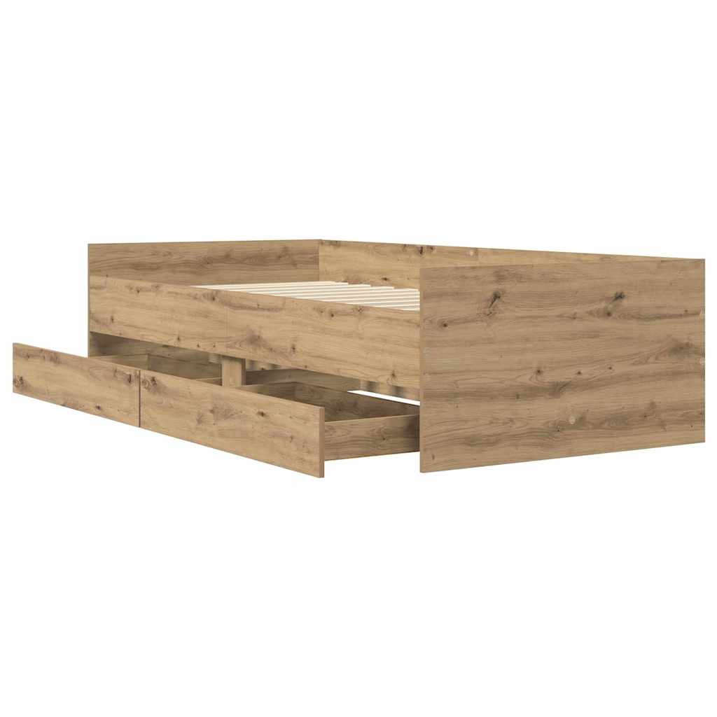 vidaXL Bettrahmen Artisan-Eiche 90 x 190 cm Massives Kiefernholz