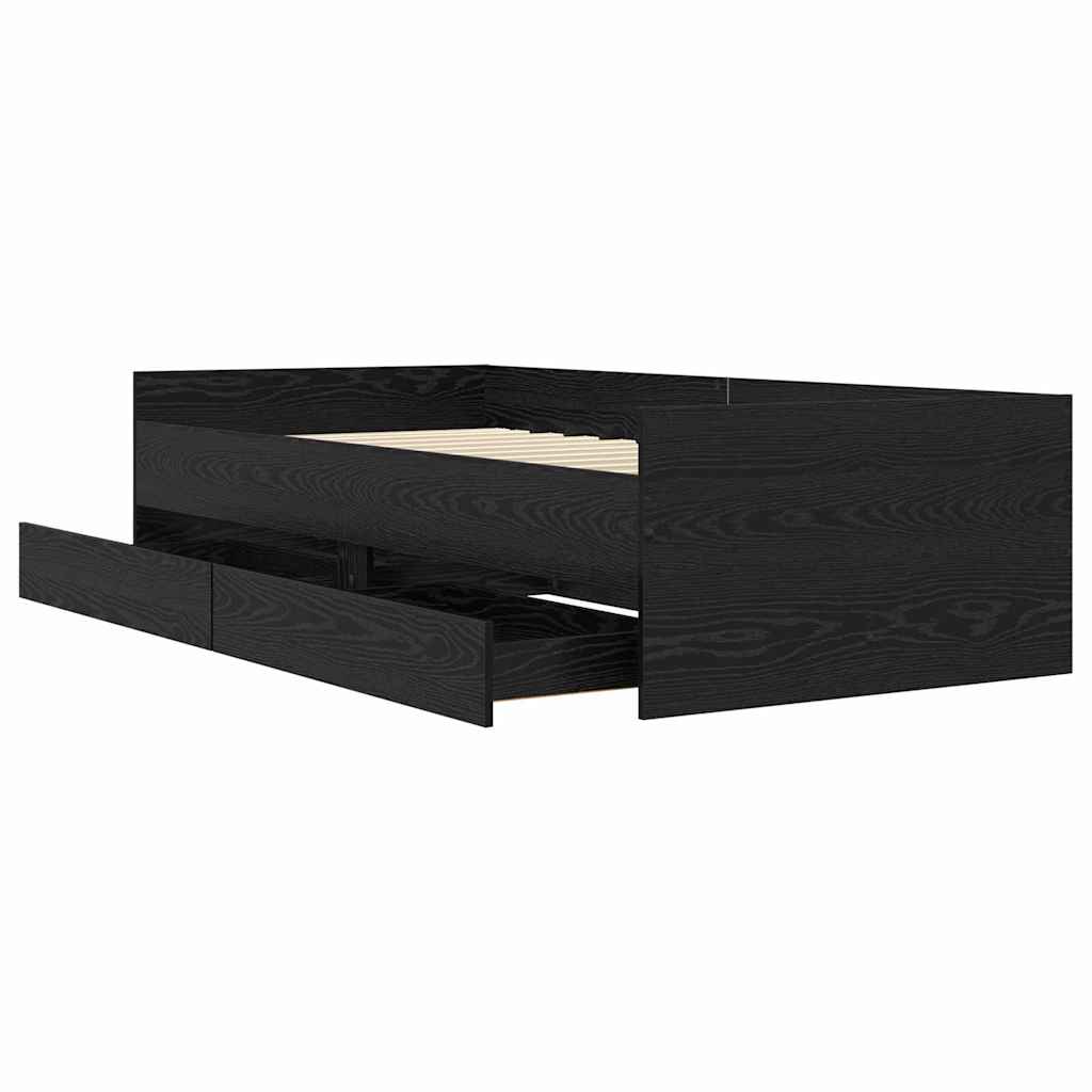Bettrahmen mit Schubladen Schwarz Eichen-Optik 90 x 190 cm