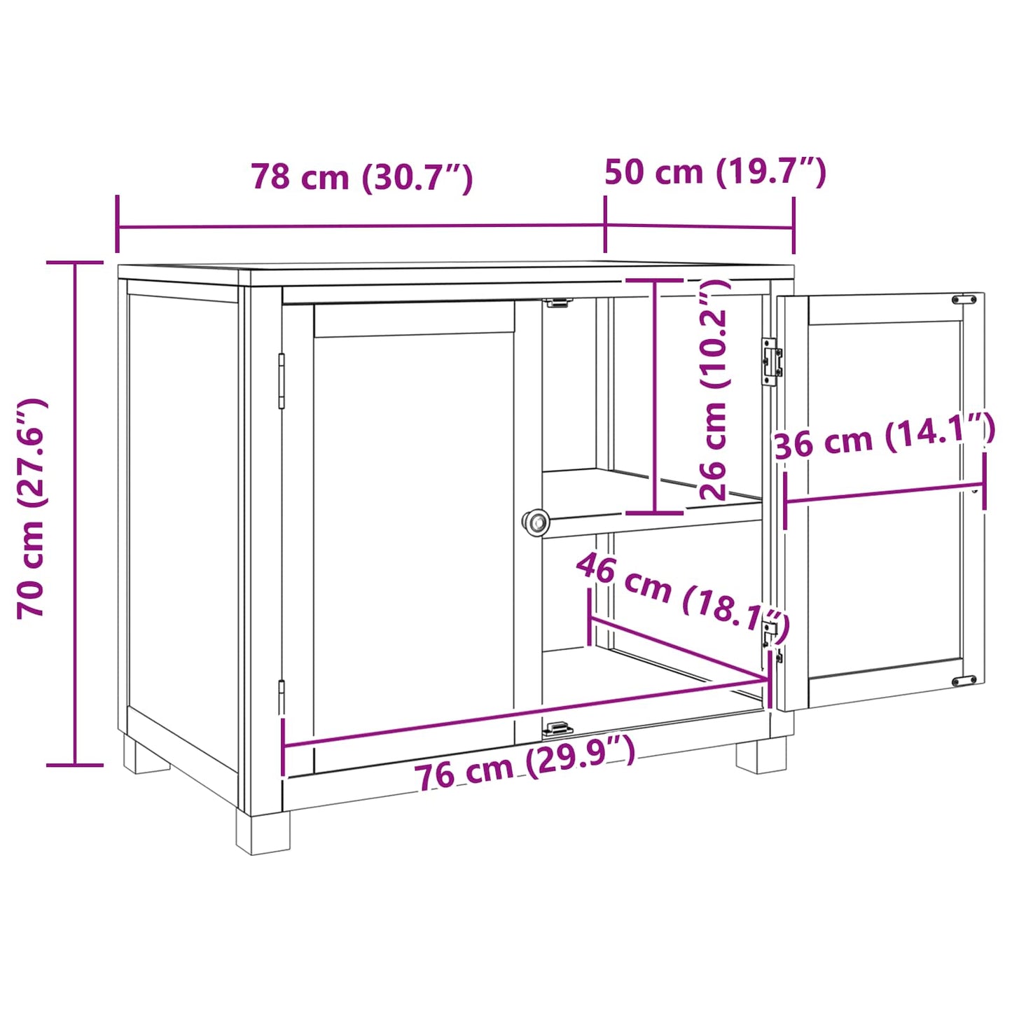 Schrank mit Speicher Braun 78 x 50 x 70 cm Holzwerkstoff