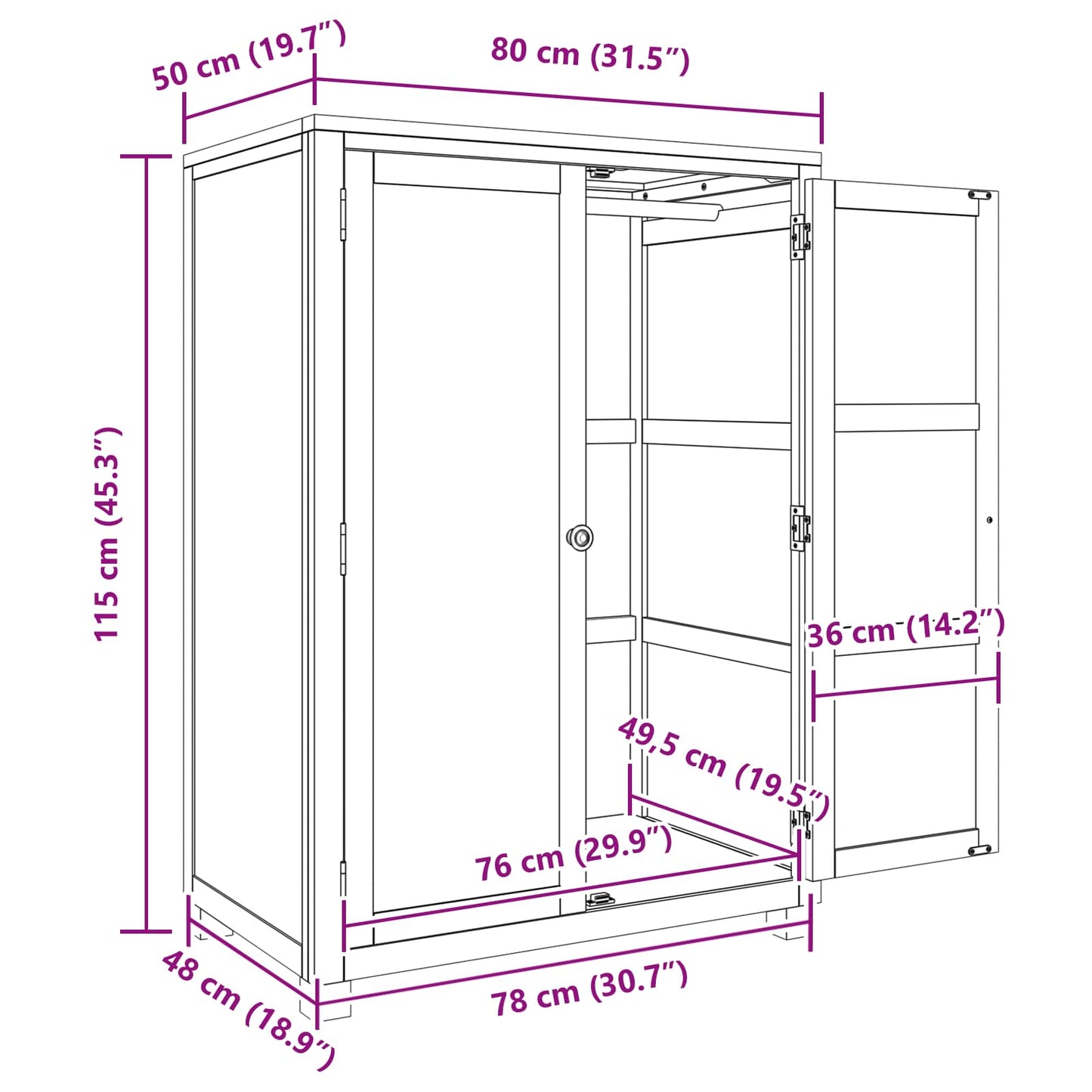 Kleiderschrank mit Speicher mit Tür Braun Holzwerkstoff