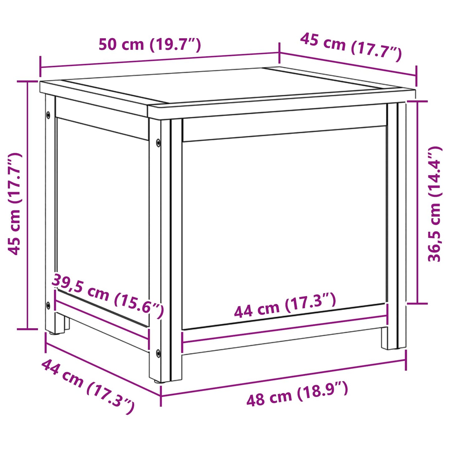 vidaXL Aufbewahrungsbox mit Speicher Natur 50 x 45 x 45 cm