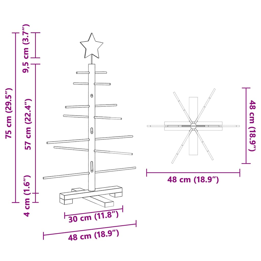 vidaXL Holz Weihnachtsbaum mit Ständer Braun 75 cm Bambus