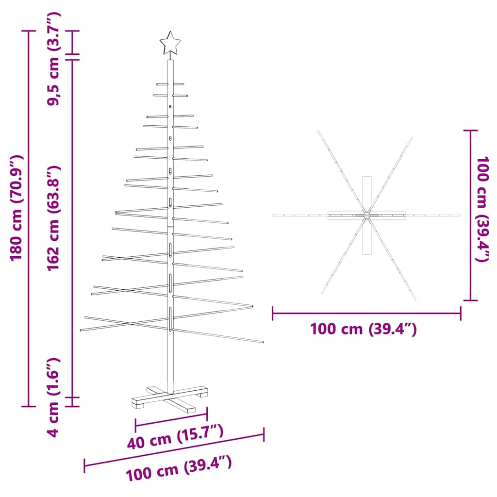 vidaXL Holz Weihnachtsbaum mit Ständer Braun 180 cm Bambus