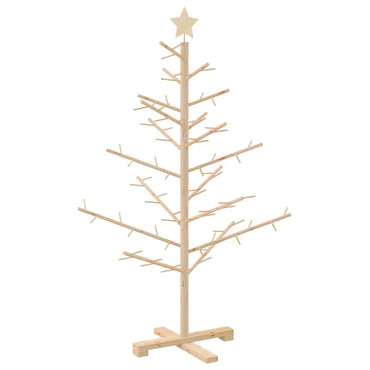 vidaXL Holz Weihnachtsbaum mit Ständer Natur 125 cm Massivholz Kiefer