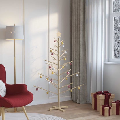 vidaXL Holz Weihnachtsbaum mit Ständer Natur 150 cm Massivholz Kiefer