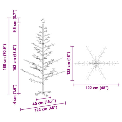 vidaXL Holz Weihnachtsbaum mit Ständer Natur 180 cm Massivholz Kiefer
