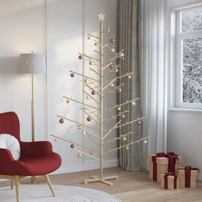 vidaXL Holz Weihnachtsbaum mit Ständer Natur 210 cm Massivholz Kiefer