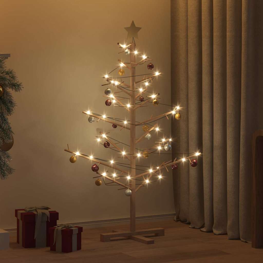 vidaXL Holz Weihnachtsbaum mit Ständer Braun 125 cm Massivholz Kiefer