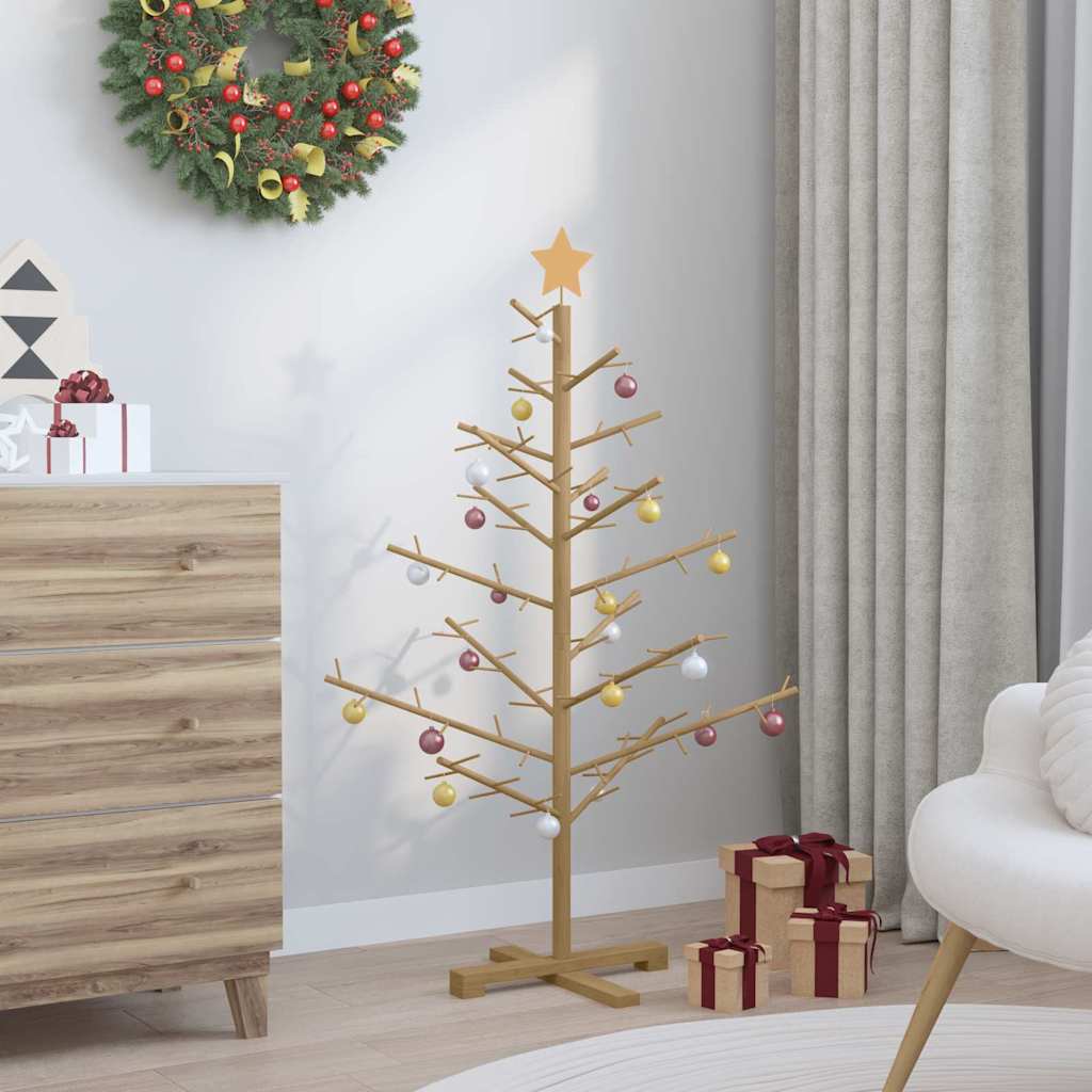 vidaXL Holz Weihnachtsbaum mit Ständer Braun 125 cm Massivholz Kiefer