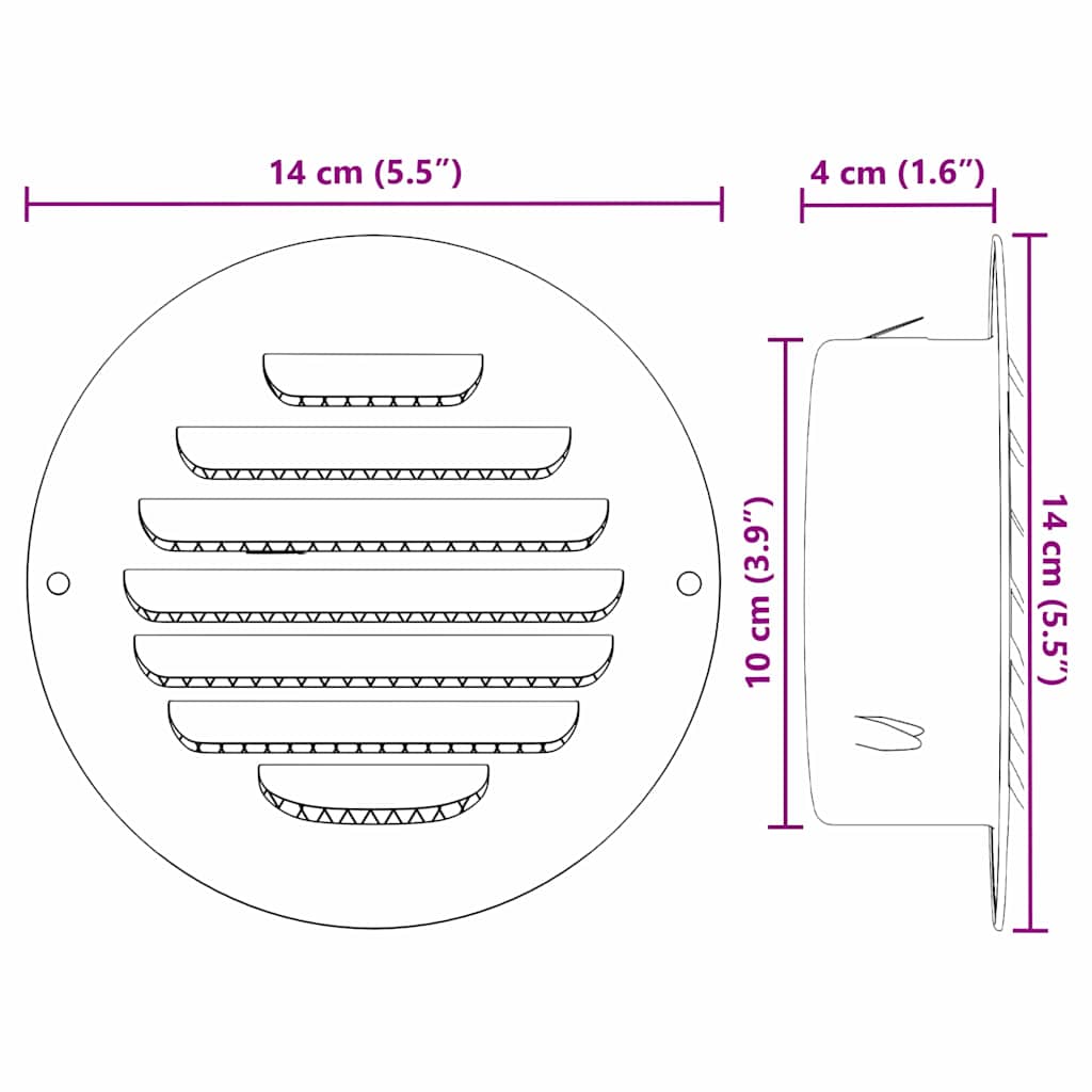 Lüftungsgitter 4 pcs Silber 100 mm Edelstahl