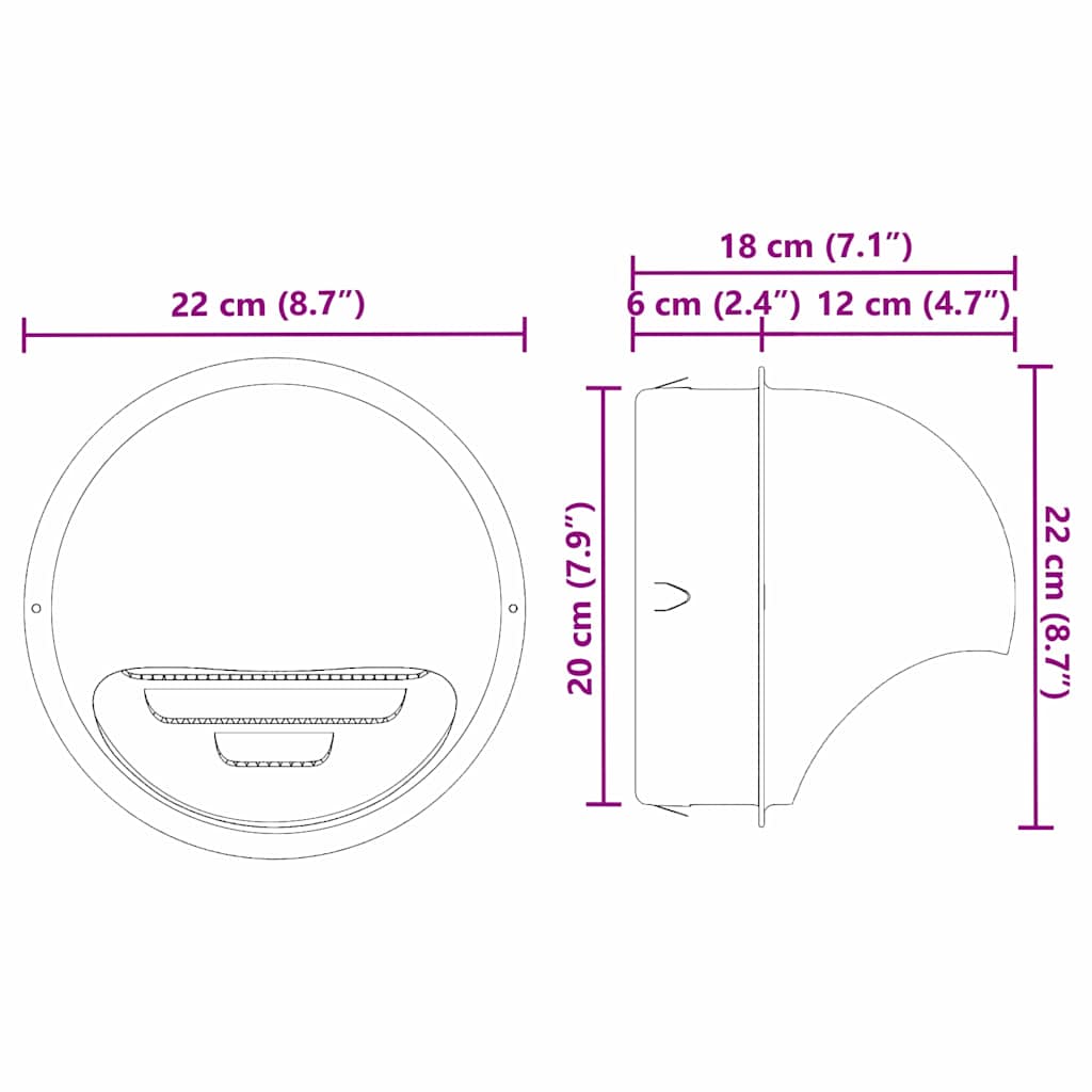 Lüftungsgitter 8 pcs Silber 200 mm Edelstahl