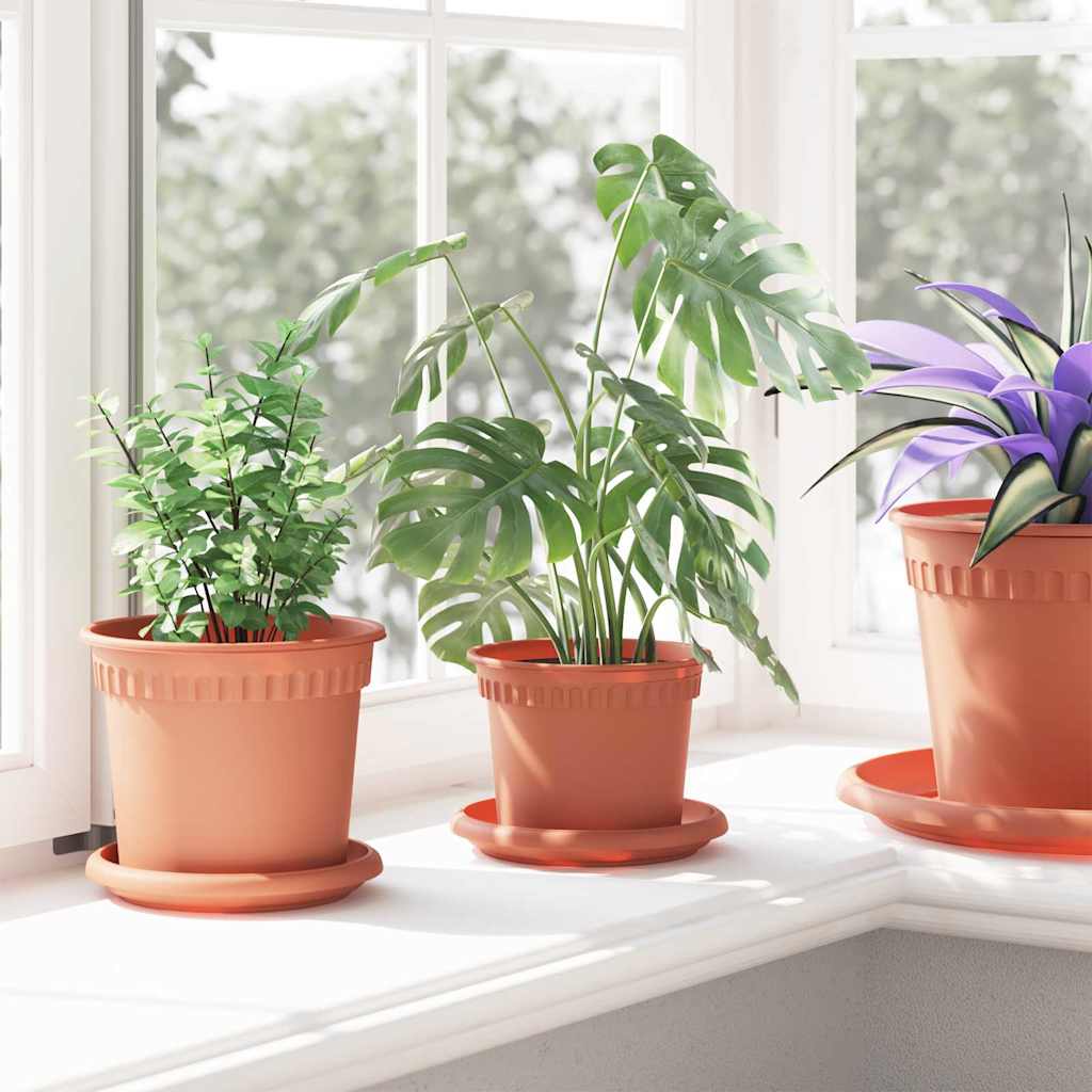 vidaXL Runder Blumentopf 6 pcs Ziegelrot Ø 12,5 x 10 cm Kunststoff