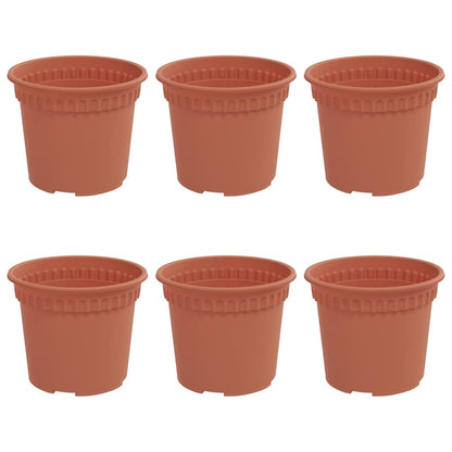 vidaXL Runder Blumentopf 6 pcs Ziegelrot Ø 12,5 x 10 cm Kunststoff