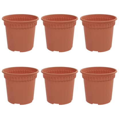 Runder Blumentopf 6 pcs Ziegelrot Ø 15 x 12 cm Kunststoff