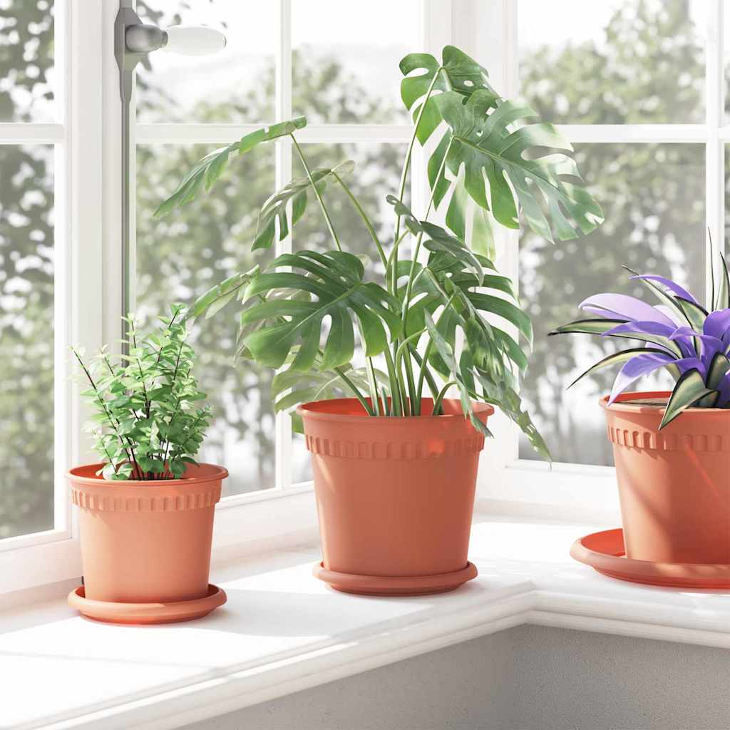 vidaXL Runder Blumentopf 6 pcs Ziegelrot Ø 19 x 16 cm Kunststoff