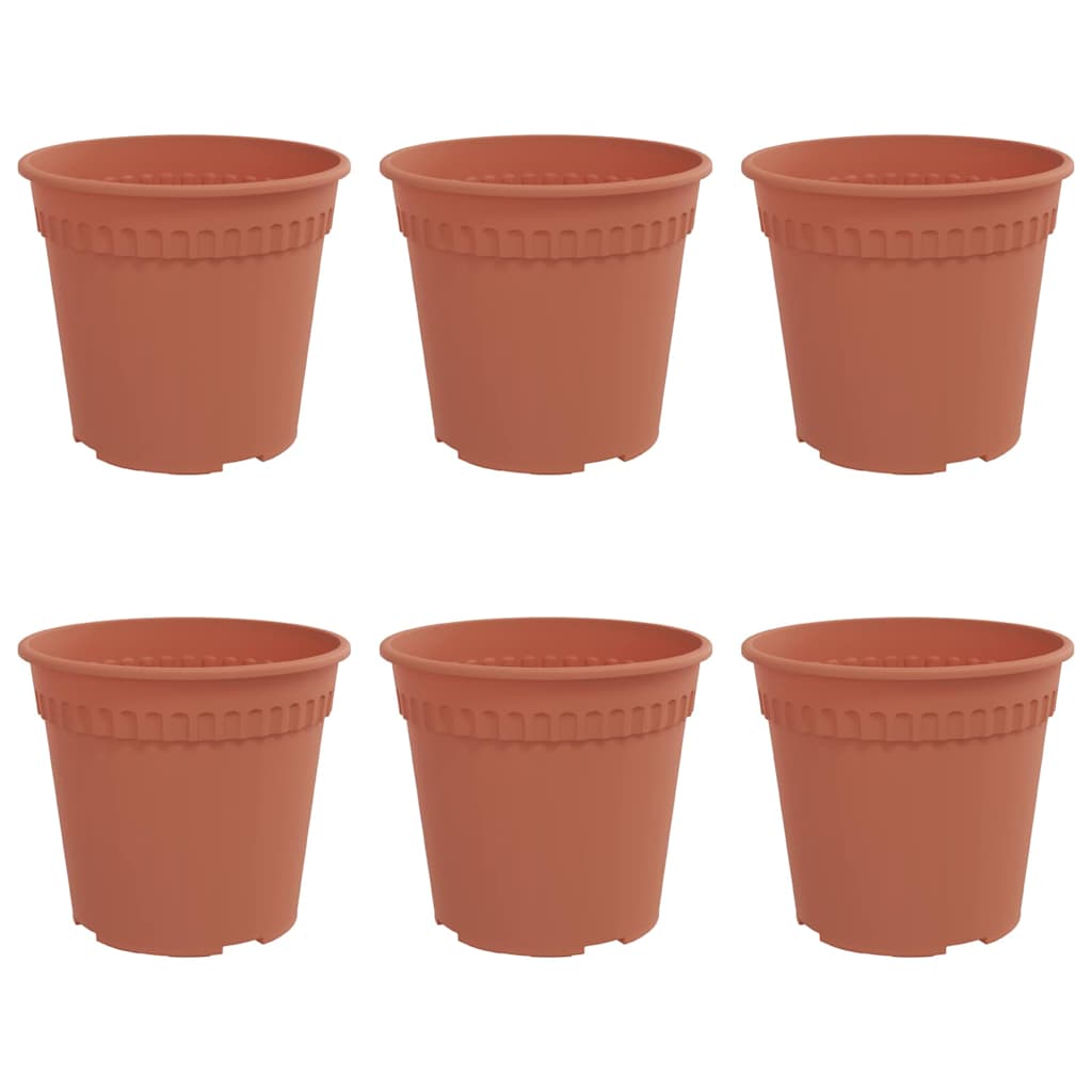 vidaXL Runder Blumentopf 6 pcs Ziegelrot Ø 19 x 16 cm Kunststoff
