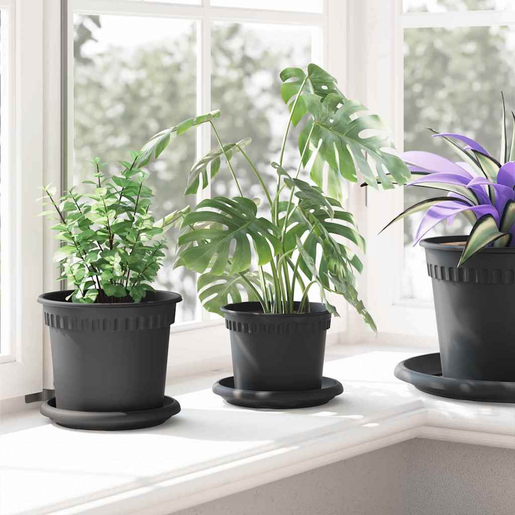 vidaXL Runder Blumentopf 6 pcs Schwarz Ø 12,5 x 10 cm Kunststoff
