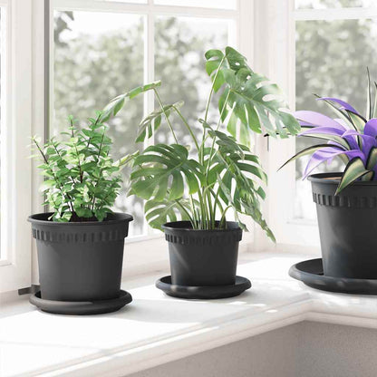vidaXL Runder Blumentopf 6 pcs Schwarz Ø 12,5 x 10 cm Kunststoff