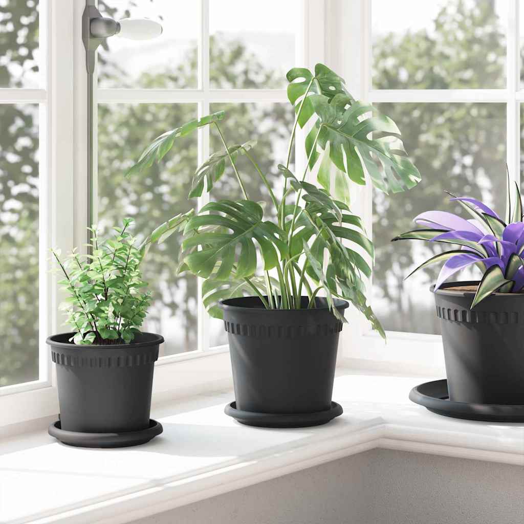 vidaXL Runder Blumentopf 6 pcs Schwarz Ø 17 x 14 cm Kunststoff