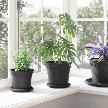vidaXL Runder Blumentopf 6 pcs Schwarz Ø 17 x 14 cm Kunststoff