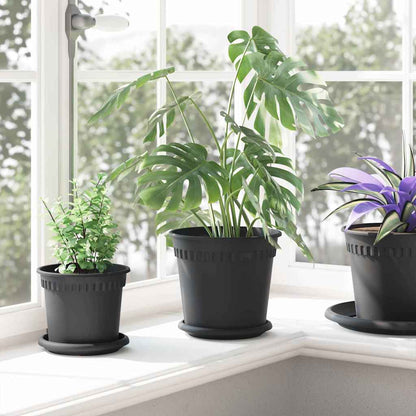 vidaXL Runder Blumentopf 6 pcs Schwarz Ø 19 x 16 cm Kunststoff