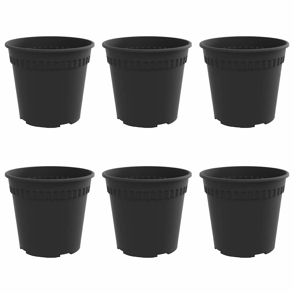 vidaXL Runder Blumentopf 6 pcs Schwarz Ø 19 x 16 cm Kunststoff