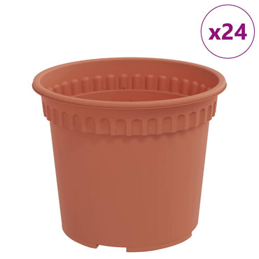 vidaXL Runder Blumentopf 24 pcs Ziegelrot Ø 12,5 x 10 cm Kunststoff
