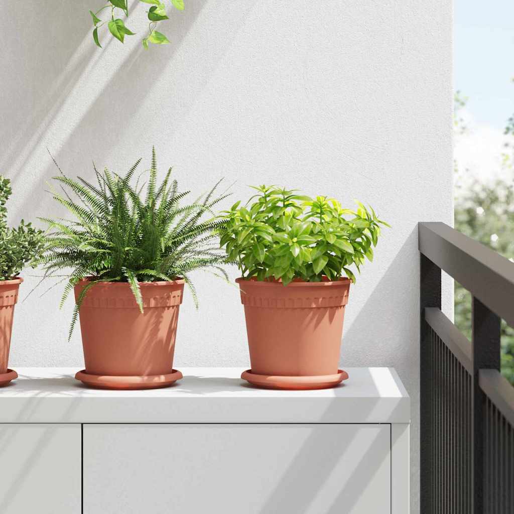 vidaXL Runder Blumentopf 24 pcs Ziegelrot Ø 17 x 14 cm Kunststoff