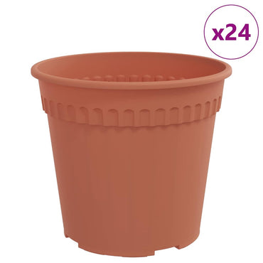 vidaXL Runder Blumentopf 24 pcs Ziegelrot Ø 19 x 16 cm Kunststoff