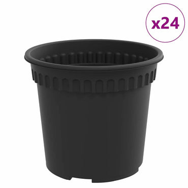vidaXL Runder Blumentopf 24 pcs Schwarz Ø 15 x 12 cm Kunststoff